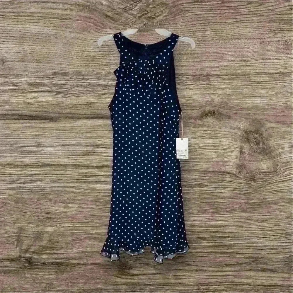 NWT Alex Marie size 14 blue white polka dot sleeveless A-line dress Corpcore